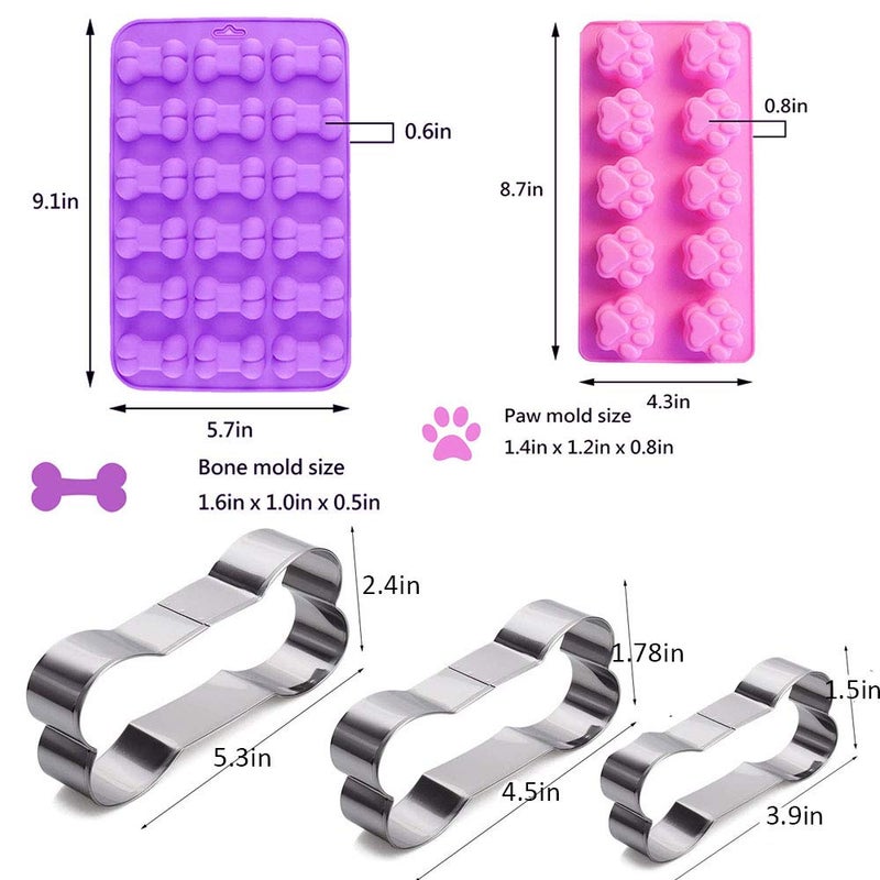 Ausplua 7 Pack Dog Treat Molds, Puppy Paw and Bone Molds, Non-stick Dog Ice Molds Trays, Reusable Baking Molds for Chocolate, Candy, Cupcake, Biscuits- perfect Puppy Cookie Molds for Pet lovers - Image 2
